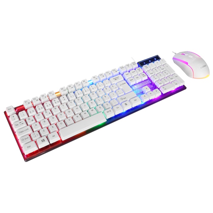 Everest KM-198 Luminax Beyaz Gökkuşağı Aydınlatmalı Q Gaming Oyuncu Klavye + Mouse Set