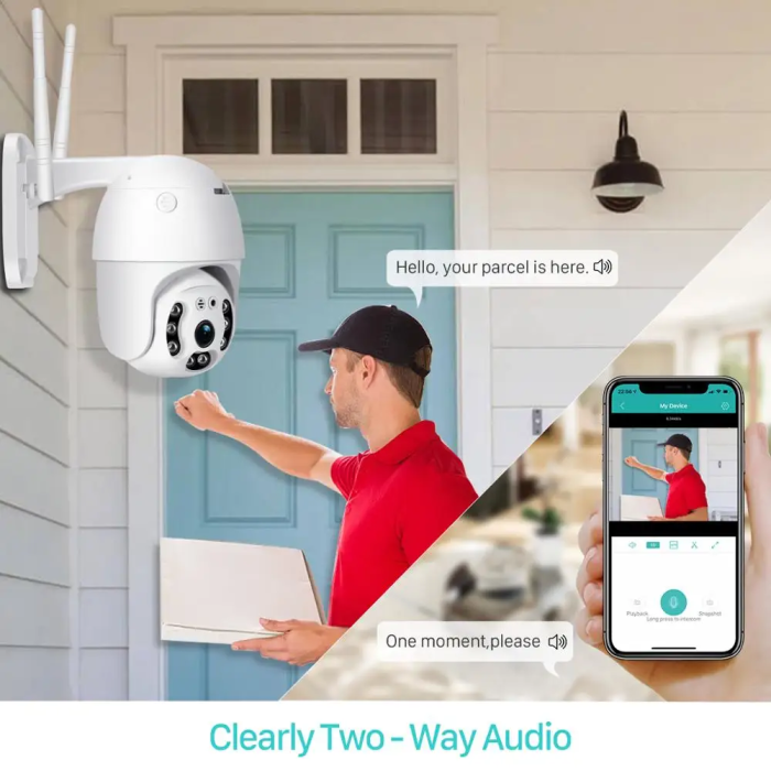 PTZ20V 1080P 4XZoom IR 270° Gece Renkli İki Yönlü Ses Mikrofonlu WiFi Kablosuz IP Kamera