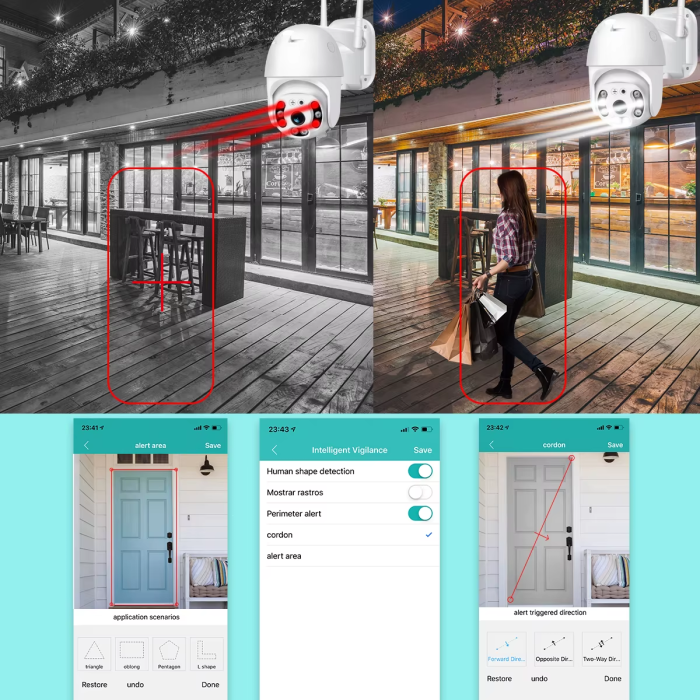 PTZ20V 1080P 4XZoom IR 270° Gece Renkli İki Yönlü Ses Mikrofonlu WiFi Kablosuz IP Kamera