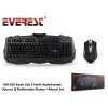 Everest KM-810 Siyah Q Usb Kablolu Multimedya Gaming Klavye Mouse Set 3 Farklı  Aydınlatmalı