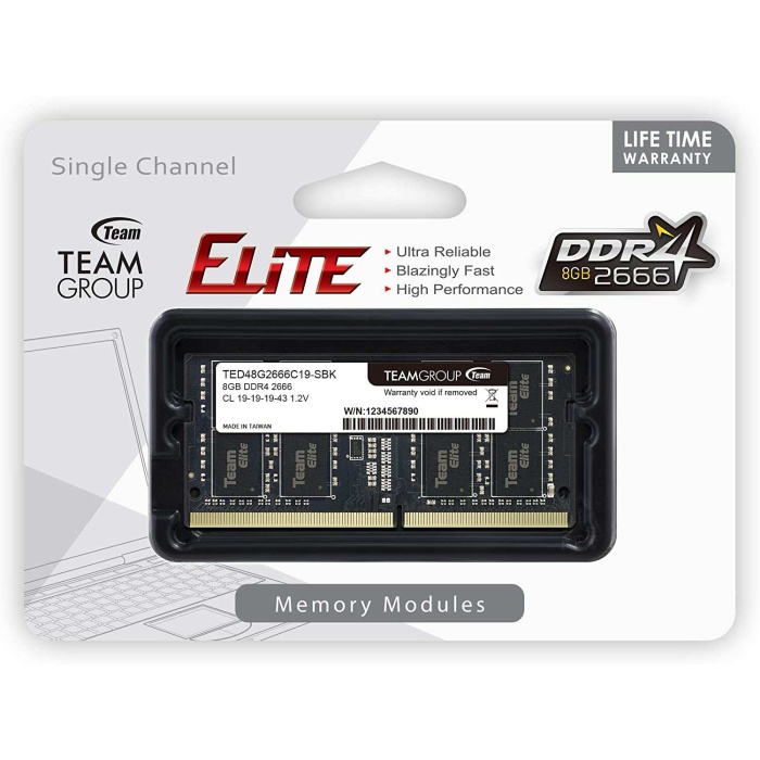 Teamgroup Elite Ddr4 8Gb Single 2666Mhz Pc4-21300 Cl19 1.2V Sodımm 260-Pin Notebook Ram