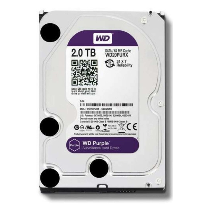 Wd 2Tb Purple 3.5 5400 Rpm Sata 3 Wd23purz Güvenlik Hdd 7-24 Harddisk