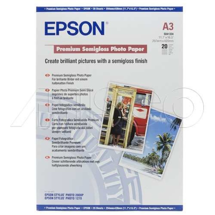 Epson A3 251Gram 20li Premium Semigloss Fotoğraf Kağıdı S041334