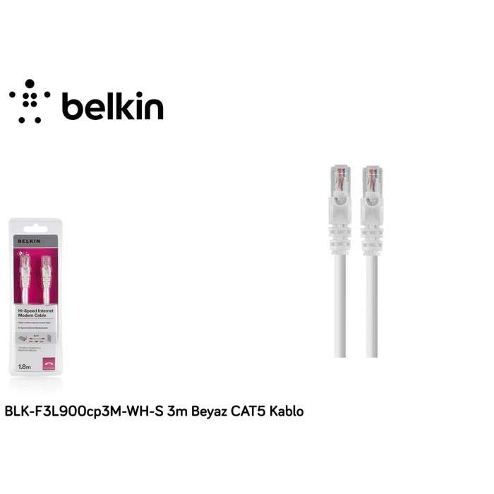 Belkin BLK-F3L900cp3M-WH-S 3m Beyaz Cat5 Kablo