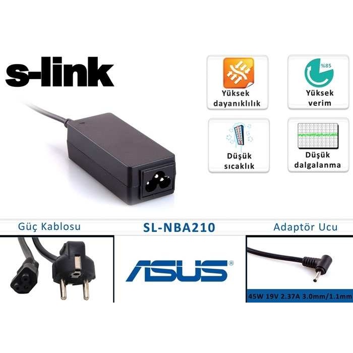 S-link SL-NBA210 45w 19v 2.37a 3.0-1.1 Ultrabook Adaptörü