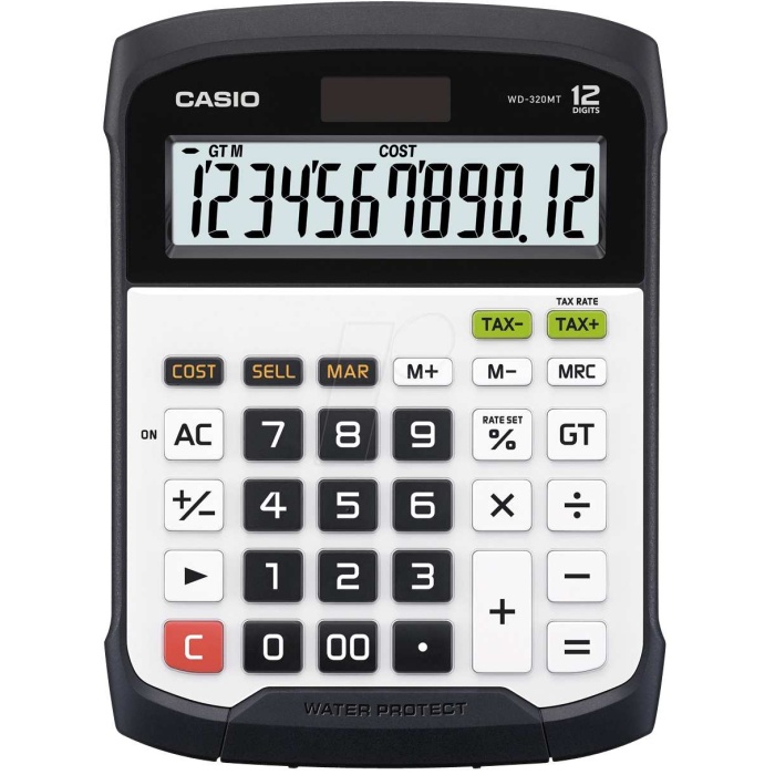 Casio WD-320MT 12 Hane Suya-Toza Dayanıklı Masa Üstü Hesap Makinesi