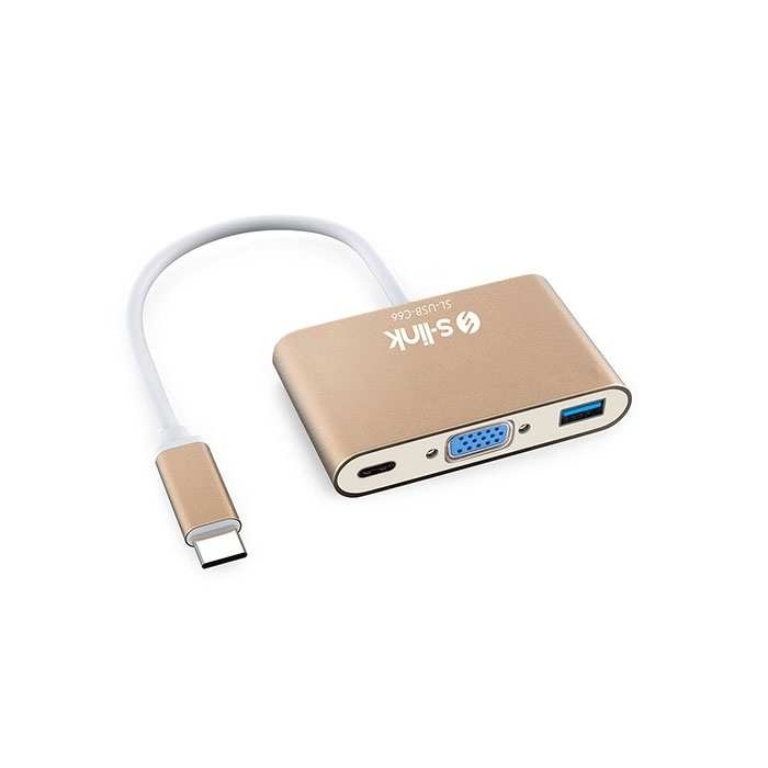 S-link SL-USB-C66 Type-C to VGA+usb3.0+pd Kablo