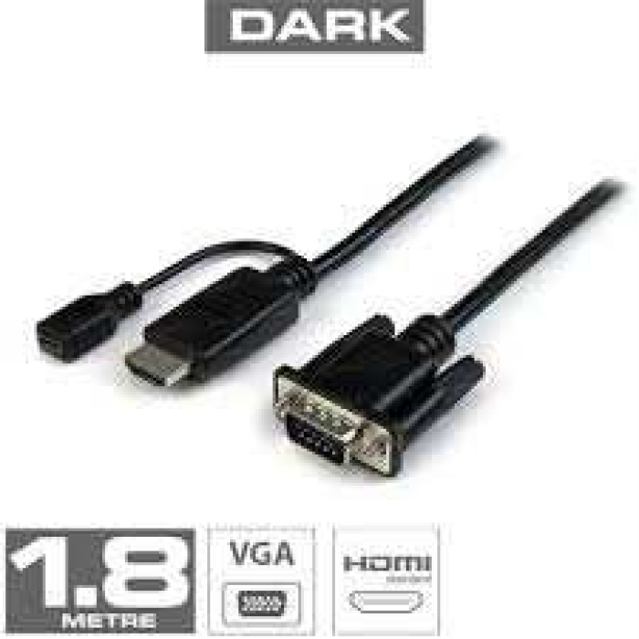 Dark DK HD AHDMIXVGAL180 1.8m HDMI - VGA Güç Destekli Kablo