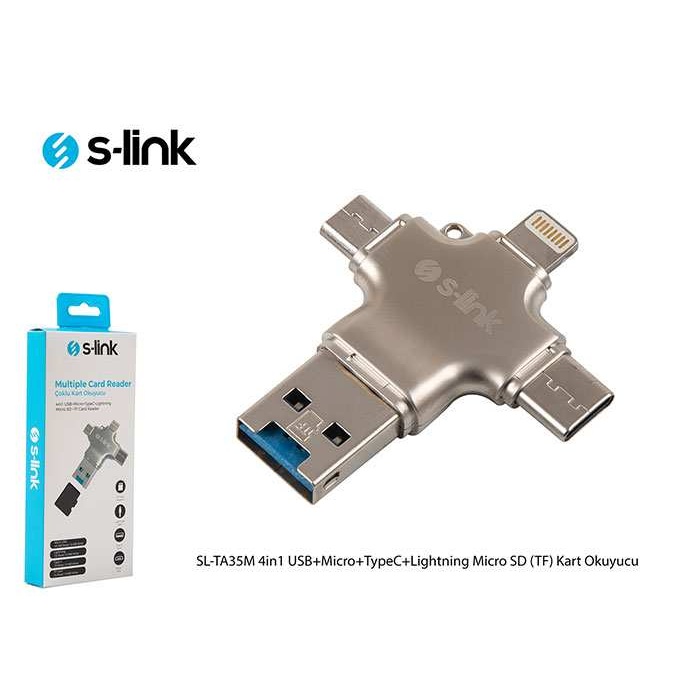 S-link SL-TA35M 4in1 USB+Micro+TypeC+Lightning Micro SD (TF) Kart Okuyucu