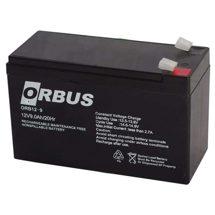 Orbus Orb-12v 9Ah Bakımsız Kuru Akü 150-65-90mm 2,6kg