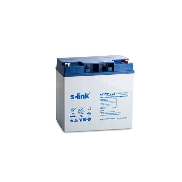 S-link AK-EV12-22 12v 22ah Bakımsız Kuru Akü