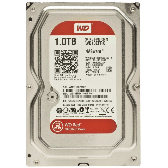 Wd 1Tb Red 3,5 64Mb 5400Rpm WD10EFRX Harddisk