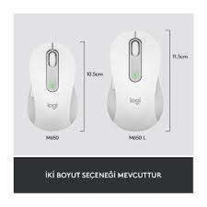 Logitech 910-006238 M650 L Signature Kablosuz Beyaz El Tam Boyutlu Mouse