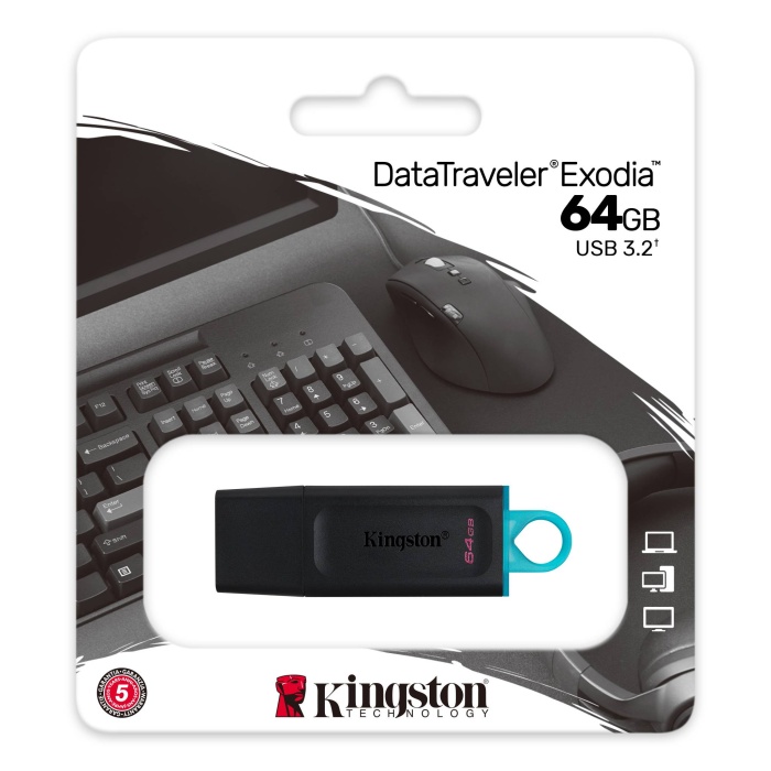 Kingston DTXM-64GB 64GB USB3.2 Gen 1 DataTraveler Exodia M (Black + Blue) Flash Bellek