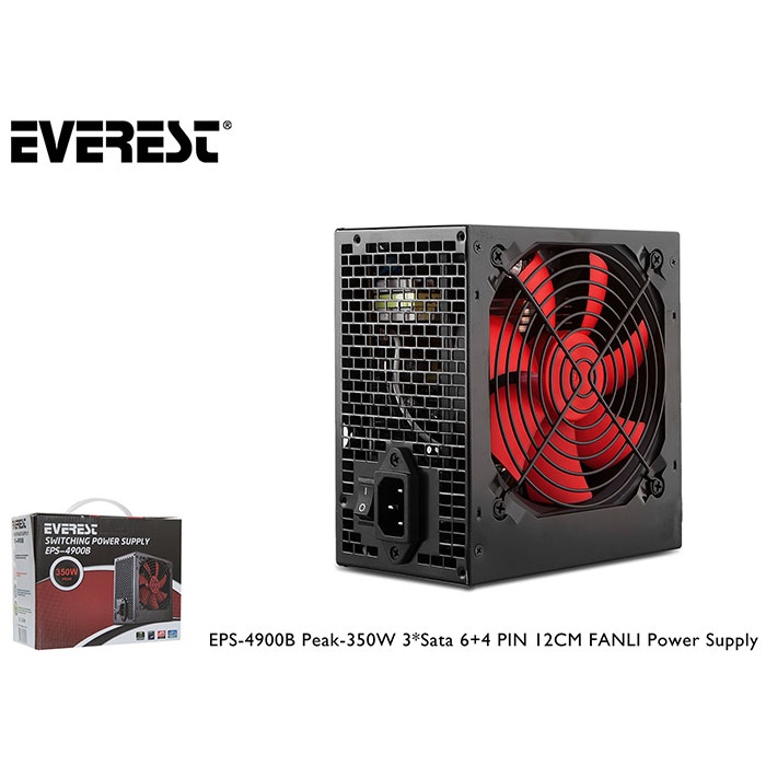 Everest EPS-4900B Peak 350w 3-Sata 6+4PİN 12cm Güç Kaynağı Fanlı Power Supply