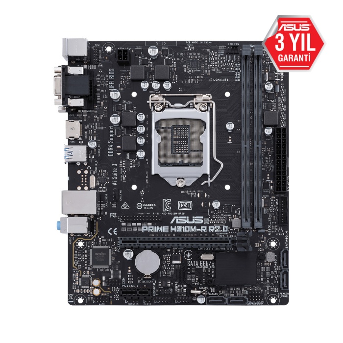 Asus Prime H310M-R R2.0 Ddr4 Lga1151P8 Ses+Glan H Anakart