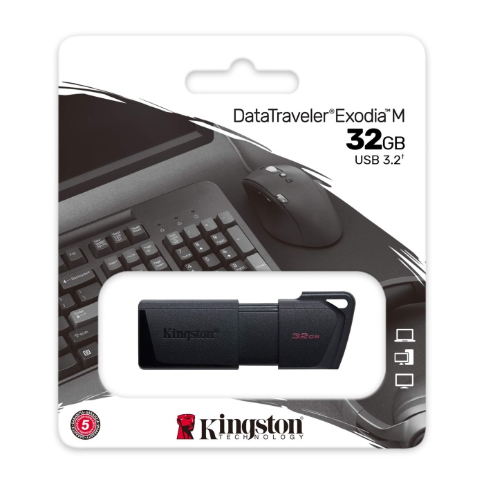 Kingston DTXM-32GB 32GB USB3.2 Gen 1 DataTraveler Exodia M (Black + Black) Flash Bellek