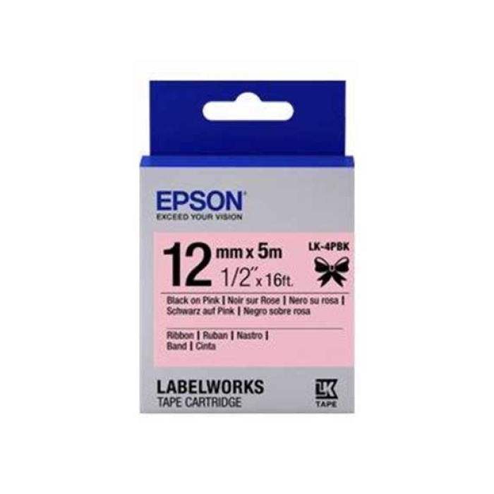 Epson LK-4PBK PEMBE Üzeri SİYAH 12MM 5Metre Etiket