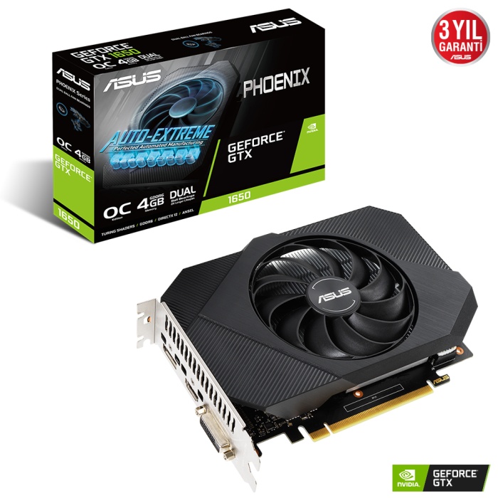 Asus PH-GTX1650-O4GD6-P 4Gb GDDR6 128Bıt Dp-Hdmı-Dvı (PH-GTX1650-O4GD6-P) Ekran Kartı