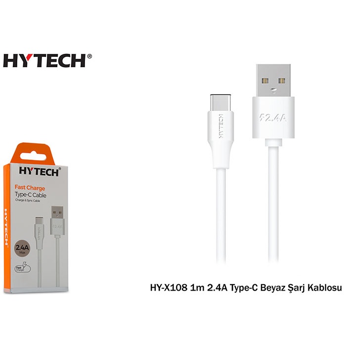 Hytech HY-X108 1m 2.4A Type-C siyah Şarj Kablosu