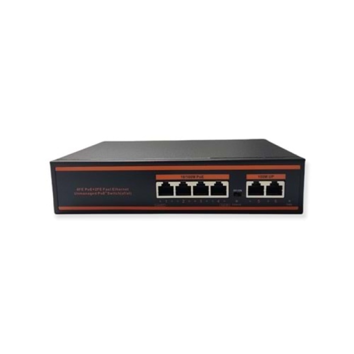 Nova ND1P402LF 4 Port Poe+ 10-100 Mbps 2 Port 10-100 Uplink Switch 78W