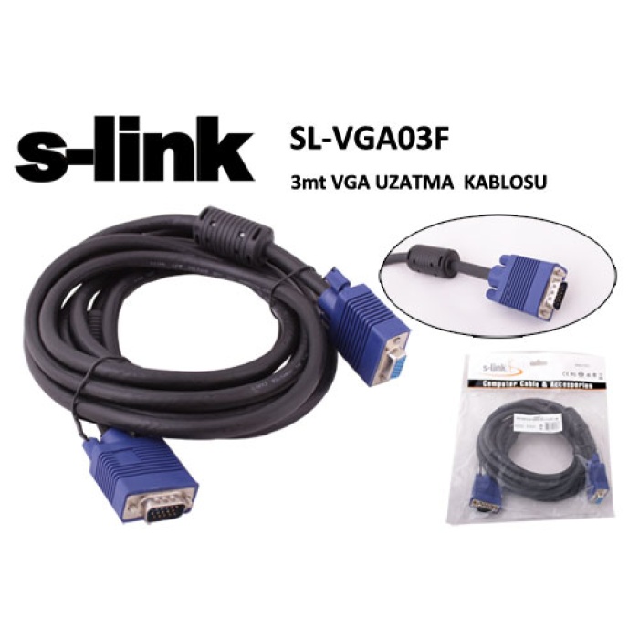 S-link SL-VGA03F 3mt e-d Ekran Kartı Vga Uzatma