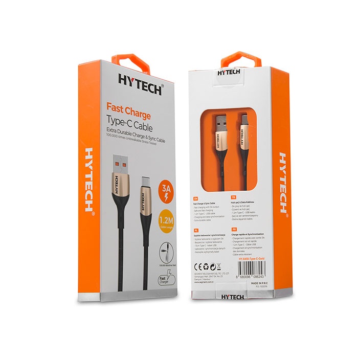 Hytech HY-X450 3A Type-C 1,2m Silver Data + Şarj Kablosu