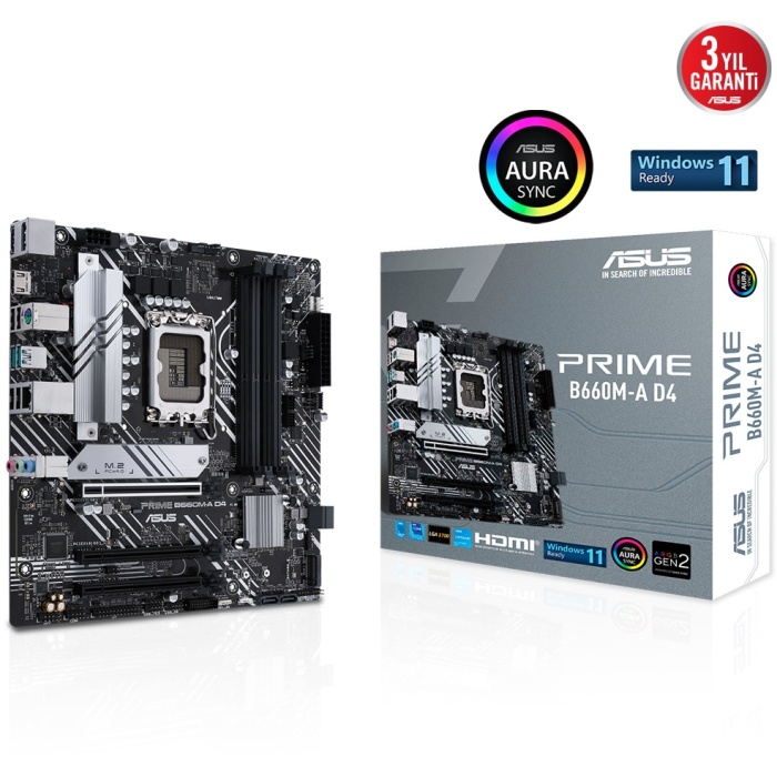 Asus PRIME B660M-A DDR4 5333mhz(OC) RGB M.2 1700p mATX Anakart