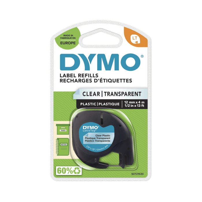 DYMO S0721530 LetraTag Plastik ŞeffaF Şerit ( 12 mm X 4 mt ) 12267