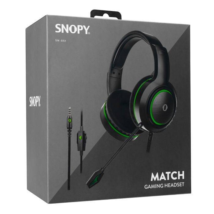 Snopy SN-X51 MATCH Siyah-Yeşil Gaming Kulaklık