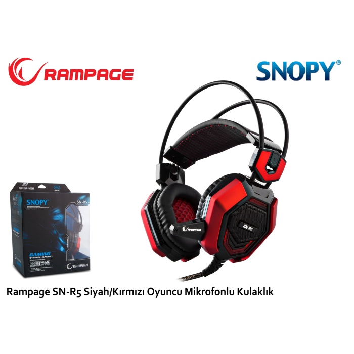 Rampage SN-R5 X-CORE Siyah-kırmızı Oyuncu Mikrofonlu Kulaklık Usb