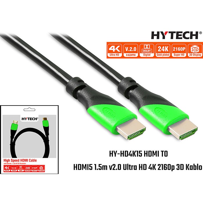 Hytech HY-HD4K15 HDMI TO HDMI 15m v2.0 Ultra HD 4K 2160p 3D Kablo