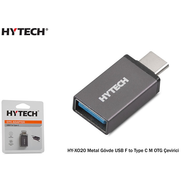 Hytech HY-XO20 Gümüş Metal Gövde USB F to Type C M OTG Çevirici