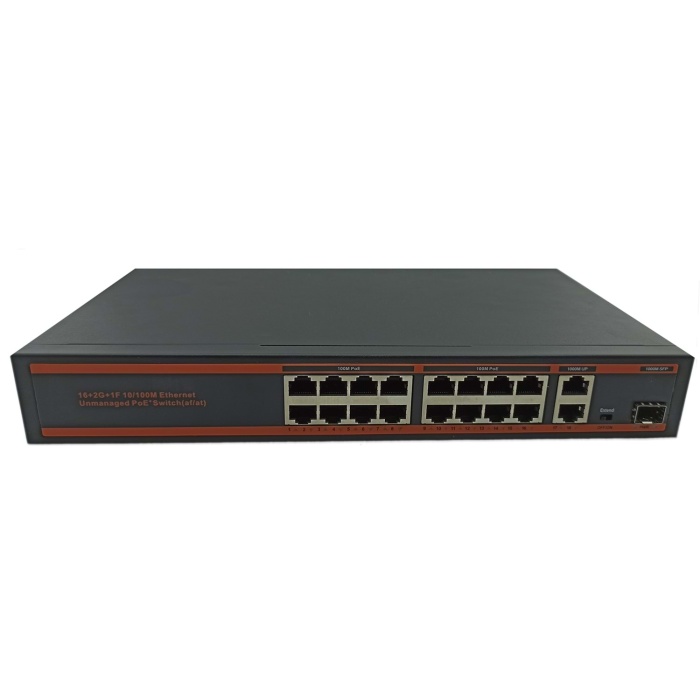 Nova ND-HP1621AG 16 Port Poe+ 10-100 Mbps 2 Port 10-100-1000 Mbps Uplink  1 Port SFP Switch 250W