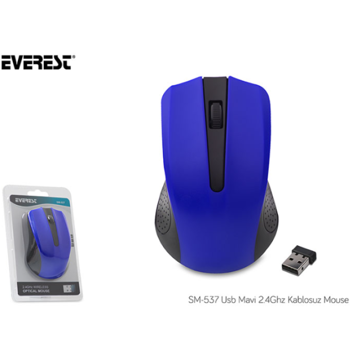 Everest SM-537 Usb Mavi 1500Dpı 2.4Ghz Kablosuz Mouse (10mt)