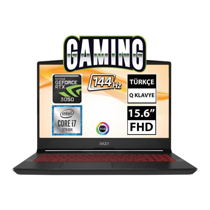 Msı Pulse GL66 12UCK-1013XTR I7-12700H 16GB 512SSD RTX3050 15.6 Fullhd FreeDOS Notebook