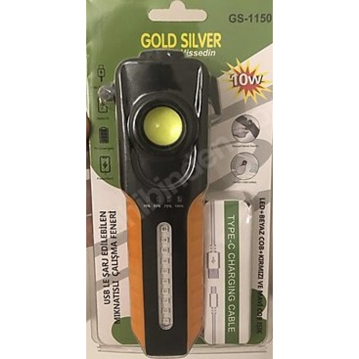 Gold Silver GS-1150 Mıknatıslı Powerbanklı Fener