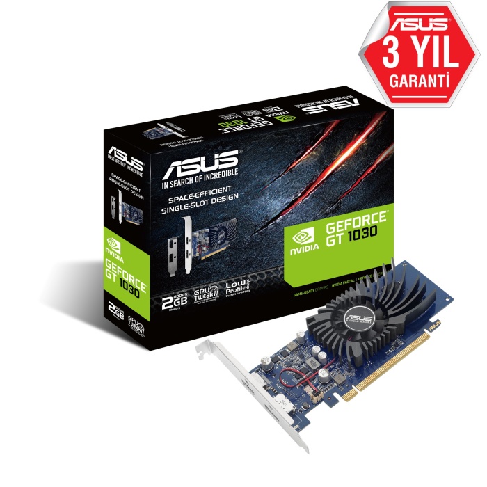 Asus GT1030-2G-BRK 2GB 64 bit GDDR5 6008 Mhz Hdmi-Dp Ekran Kartı