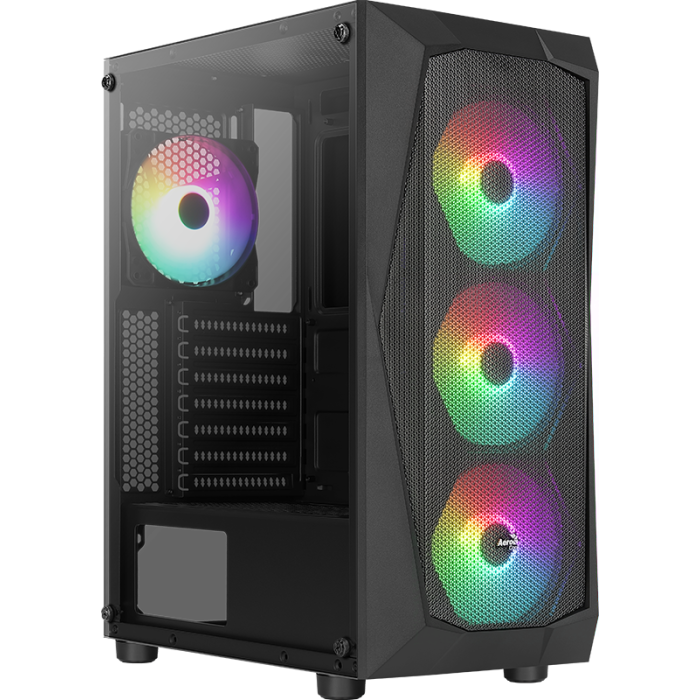 Aerocool AE-FLC-600W 4x120mm FRGB USB 3.0 Micro ATX-Mini ITX Siyah Kasa