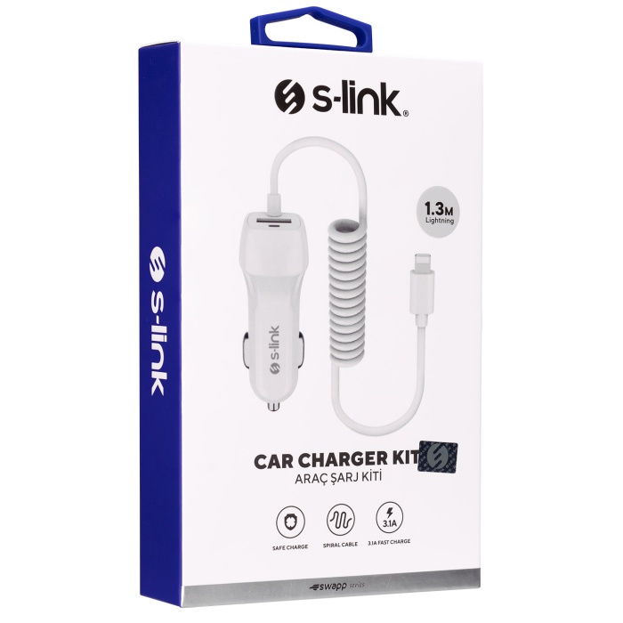 S-link Swapp SW-C635 USB + iPhone Lightning 12-24V 3.1A Kablolu Araç Şarj Cihazı