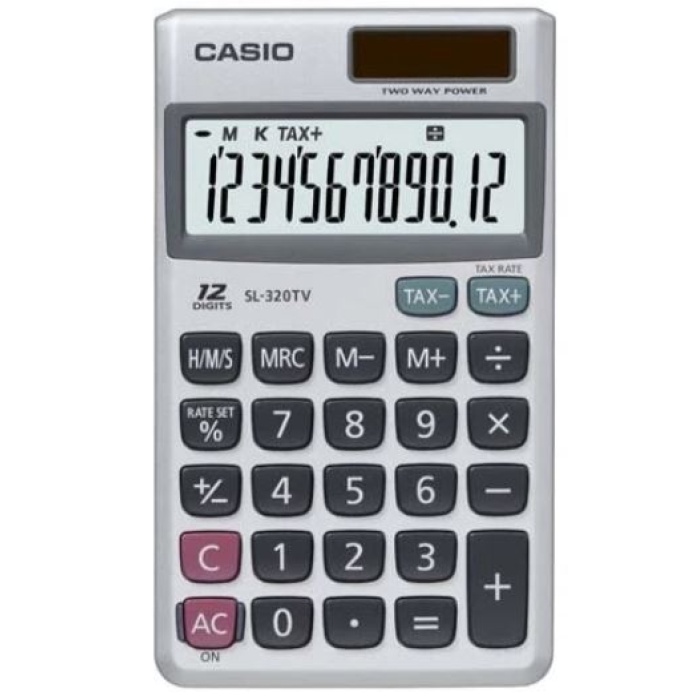 Casio SL-320TV-W-DP 12 Hane Cep Tipi Hesap Makinesi