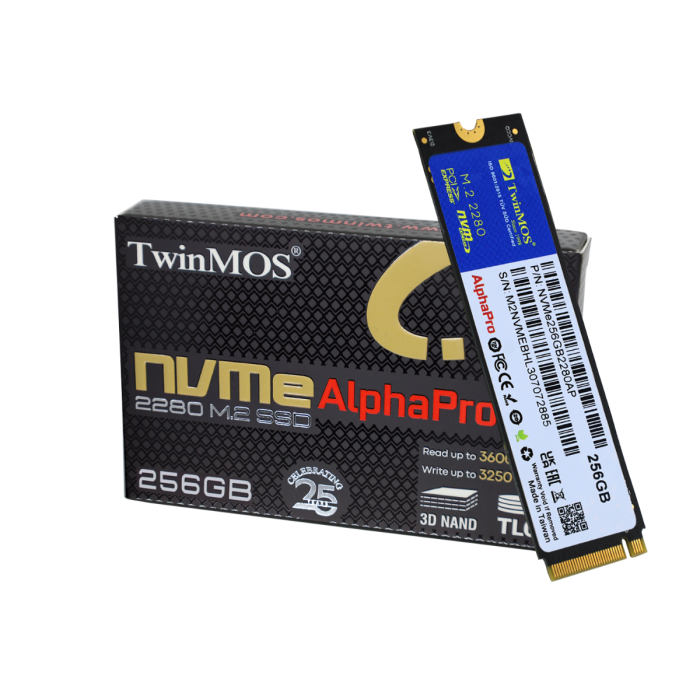 TwinMOS 256GB NVMe256GB2280AP M.2 PCIe Gen3 NVMe SSD (3600-3250Mb-s) TLC 3DNAND Ssd Disk