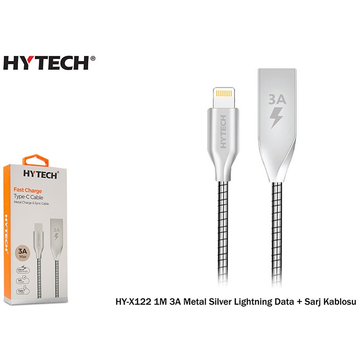 Hytech HY-X122 1M 3A Metal Silver Lightning Data