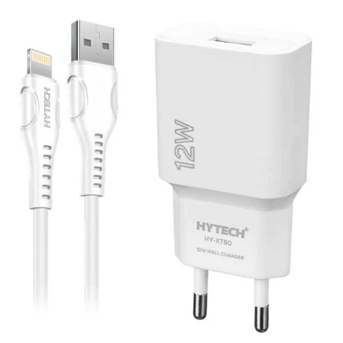 Hytech HY-XT50L 12W 5V 2.4A iPhone Beyaz Kablo + Ev Şarj Adaptör