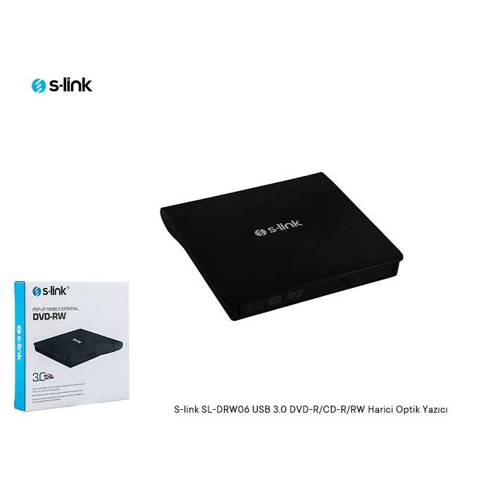 S-link SL-DRW06 USB 3.0 DVD-R-CD-R-RW- Dvd-Rw Ultra Slim Harici Optik Yazıcı Siyah