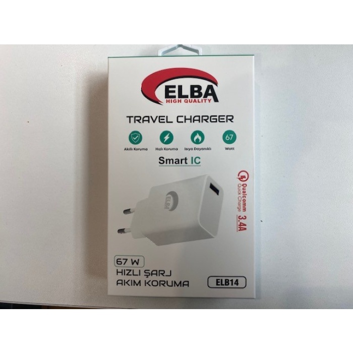 Elba ELB14 Elb-67w USB 67w 3.4A Hızlı Şarj Akıllı Koruma -Isıya Dayanıklı EV Şarj Kafa