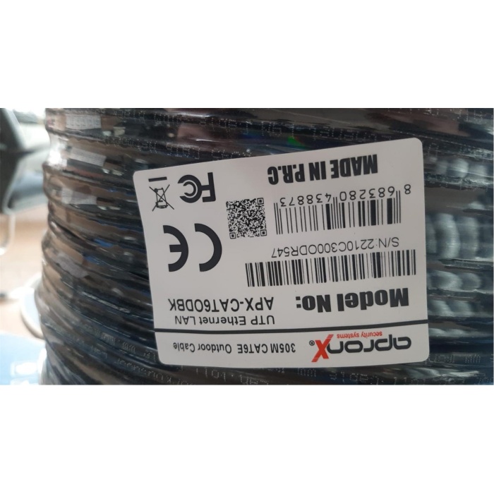 Apronx Cat6 23AWG 305Mt Outdoor 0,57mm Siyah Utp Kablo