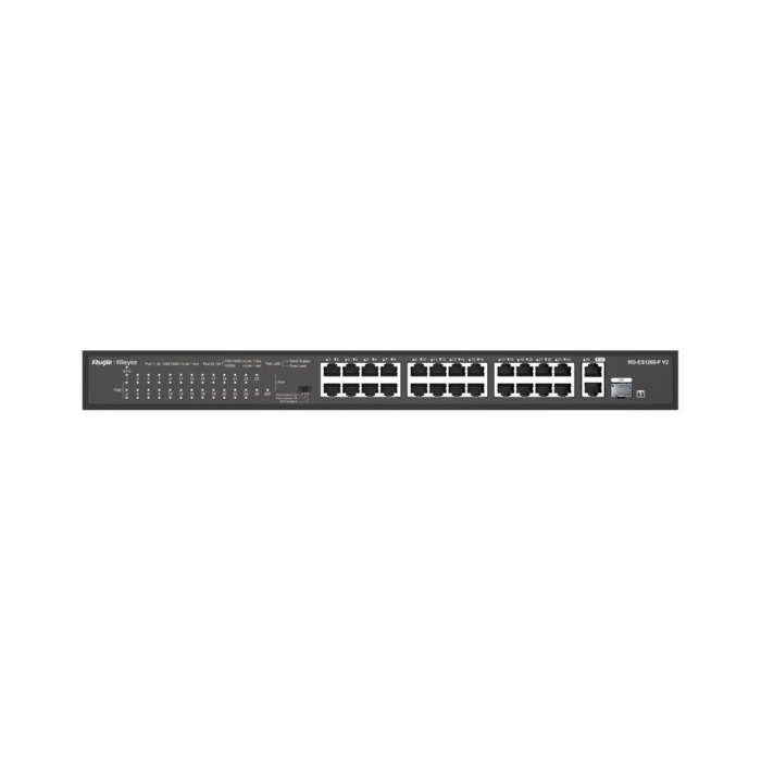 Ruijie-Reyee RG-ES126S-LP 24 Port Poe+ 10-100 Mbps + 2 Port 10-100-1000 Mbps Uplink Switch