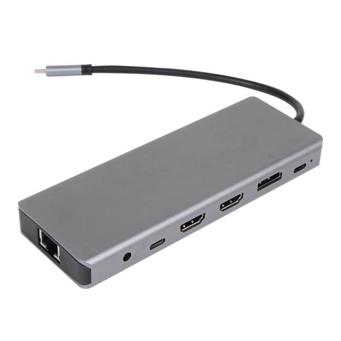 Vcom CU4706 Type-C To HDMI-2+DP+USB3.0-3+TYPE C+USB2.0+RJ45+SD2.0+TF2.0+PD+DC 3.5mm 13 in 1 Çevirici