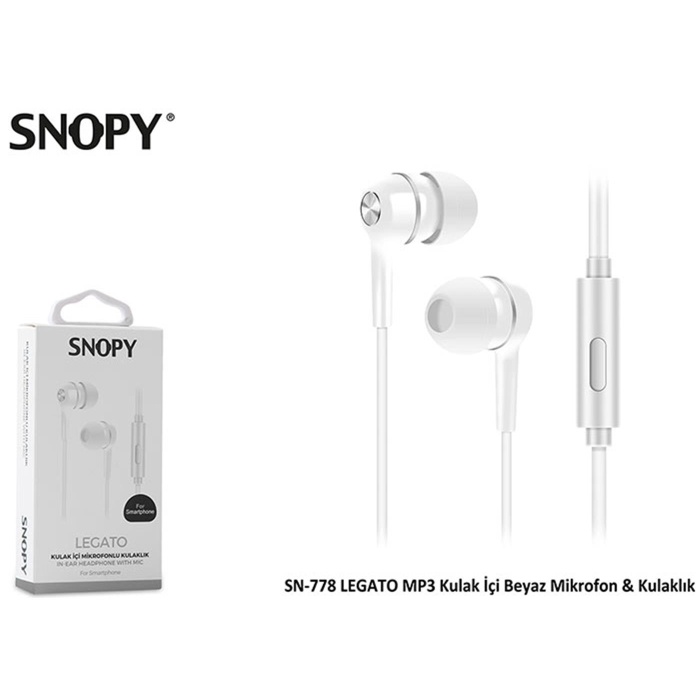 Snopy SN-778 Legato Beyaz Mp3 Kulak İçi Kulaklık